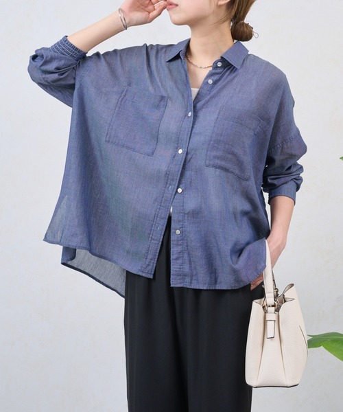 Jena espace merveilleux(ジェナ エスパスメルヴェイユ)の「【程よい抜け感】シアーデニムシャツ(シャツ/ブラウス・レディース・ブルー/ブラック/ブルー系その他・FREE)」の1枚目の写真