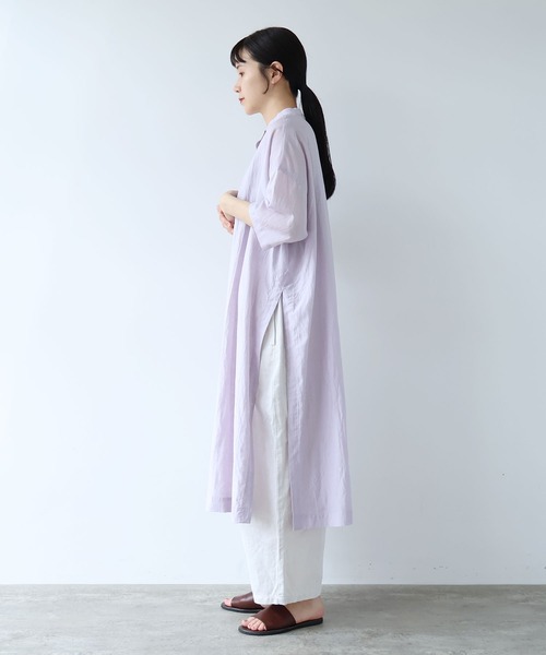 yuni（ユニ　）の「Ra/R/Ny oversized kaftan one-piece（ワンピース・レディース・ライラック/チャコールグレー・FREE）」の5枚目の写真