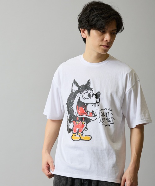En serio TOKYO(エンソリオトーキョー)の「【SIDEWAYSTANCE】クレヨンウルフ半袖Tシャツ 70712(Tシャツ/カットソー・メンズ・ホワイト/ブラック/アッシュ・MEDIUM/X-LARGE/SMALL/LARGE)」の5枚目の写真