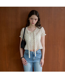 PLUNASTUDIO（プルナスタジオ）の「ハートタイ半袖ブラウス（アイボリー）（シャツ/ブラウス）」