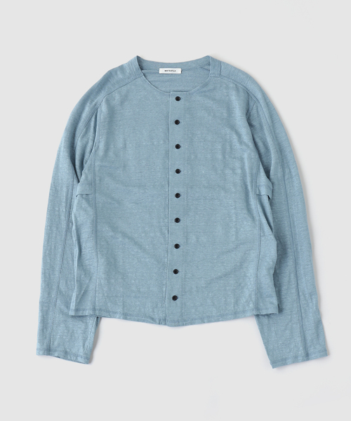 MATSUFUJI（マツフジ）の「MATSUFUJI / マツフジ LINEN CARDIGAN（カーディガン/ボレロ・メンズ・ブラック/ブルー系その他・3）」の2枚目の写真