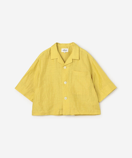 LE GLAZIK（ルグラジック）の「LE GLAZIK | リネンポリエステル オープンカラー半袖シャツ WOMEN（シャツ/ブラウス・レディース・グレー/アイボリー/ブラック/マスタード・36）」の5枚目の写真