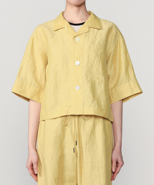 LE GLAZIK（ルグラジック）の「LE GLAZIK | リネンポリエステル オープンカラー半袖シャツ WOMEN（シャツ/ブラウス・レディース・グレー/アイボリー/ブラック/マスタード・36）」の12枚目の写真