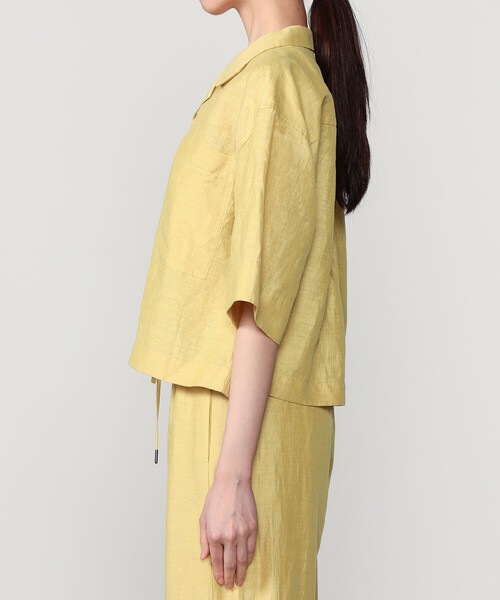 LE GLAZIK（ルグラジック）の「LE GLAZIK | リネンポリエステル オープンカラー半袖シャツ WOMEN（シャツ/ブラウス・レディース・グレー/アイボリー/ブラック/マスタード・36）」の13枚目の写真