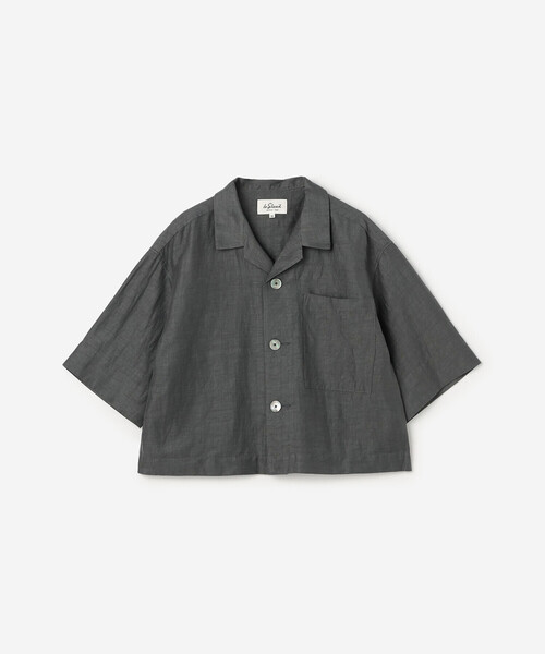 LE GLAZIK（ルグラジック）の「LE GLAZIK | リネンポリエステル オープンカラー半袖シャツ WOMEN（シャツ/ブラウス・レディース・グレー/アイボリー/ブラック/マスタード・36）」の18枚目の写真