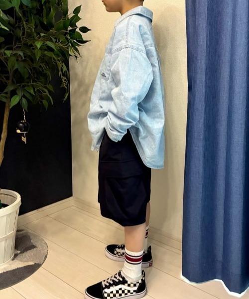 MPS(エムピーエス)の「【MPS】らくのびカーゴショートパンツ (キッズ/男の子/女の子/通学/公園遊び/ウエストゴム)(デニムパンツ・キッズ・カーキブラウン/ブラック・110/120/160/130/140/150)」の5枚目の写真