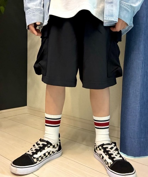 MPS(エムピーエス)の「【MPS】らくのびカーゴショートパンツ (キッズ/男の子/女の子/通学/公園遊び/ウエストゴム)(デニムパンツ・キッズ・カーキブラウン/ブラック・110/120/160/130/140/150)」の3枚目の写真