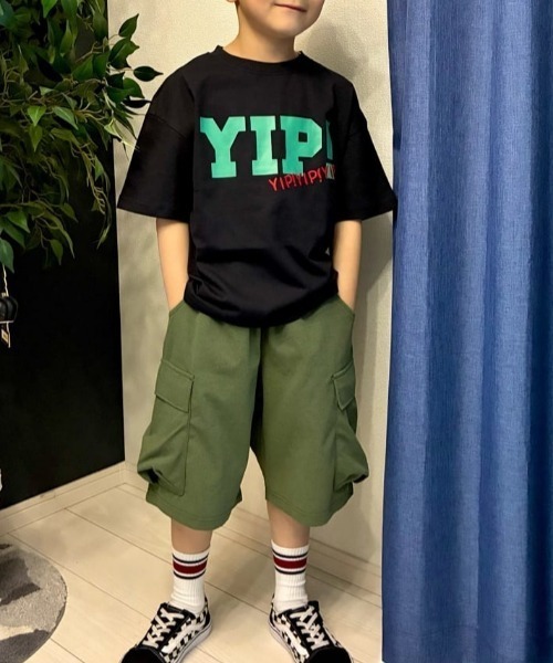 MPS(エムピーエス)の「【MPS】らくのびカーゴショートパンツ (キッズ/男の子/女の子/通学/公園遊び/ウエストゴム)(デニムパンツ・キッズ・カーキブラウン/ブラック・110/120/160/130/140/150)」の9枚目の写真