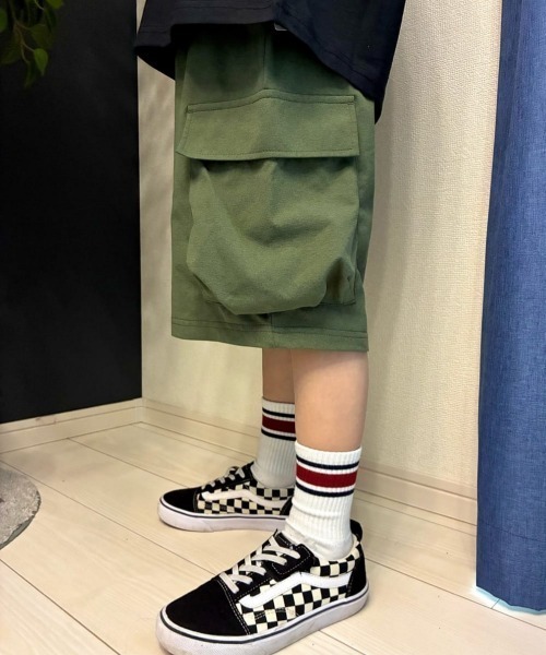 MPS(エムピーエス)の「【MPS】らくのびカーゴショートパンツ (キッズ/男の子/女の子/通学/公園遊び/ウエストゴム)(デニムパンツ・キッズ・カーキブラウン/ブラック・110/120/160/130/140/150)」の8枚目の写真