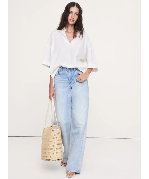 Banana Republic(バナナリパブリック)の「コットンポプリン ポップオーバー チュニック(シャツ/ブラウス・レディース・ネイビー/ベージュ/ホワイト・L/M/XS/S)」の5枚目の写真