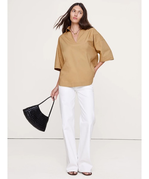 Banana Republic(バナナリパブリック)の「コットンポプリン ポップオーバー チュニック(シャツ/ブラウス・レディース・ネイビー/ベージュ/ホワイト・L/M/XS/S)」の4枚目の写真