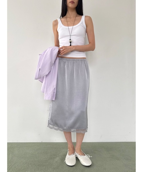 Didot.showroom(ディドット ショールーム)の「ピュアサテンレーススカート(スカート・レディース・アイボリー/シルバー/バーガンディー・FREE)」の13枚目の写真