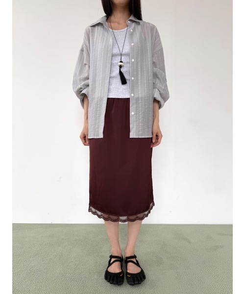 Didot.showroom(ディドット ショールーム)の「ピュアサテンレーススカート(スカート・レディース・アイボリー/シルバー/バーガンディー・FREE)」の6枚目の写真