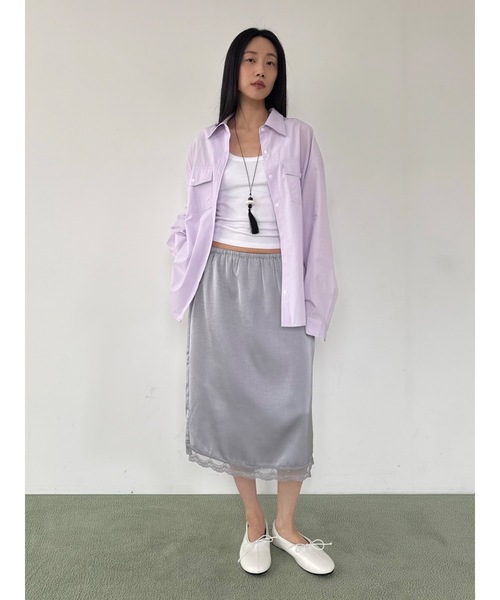 Didot.showroom(ディドット ショールーム)の「ピュアサテンレーススカート(スカート・レディース・アイボリー/シルバー/バーガンディー・FREE)」の11枚目の写真