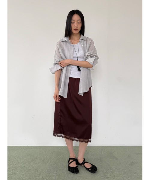 Didot.showroom(ディドット ショールーム)の「ピュアサテンレーススカート(スカート・レディース・アイボリー/シルバー/バーガンディー・FREE)」の8枚目の写真