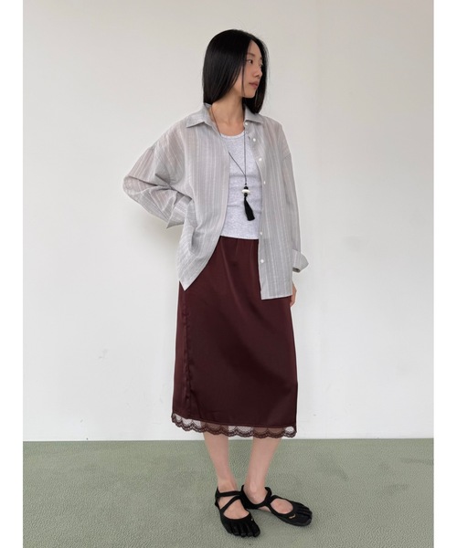 Didot.showroom(ディドット ショールーム)の「ピュアサテンレーススカート(スカート・レディース・アイボリー/シルバー/バーガンディー・FREE)」の9枚目の写真