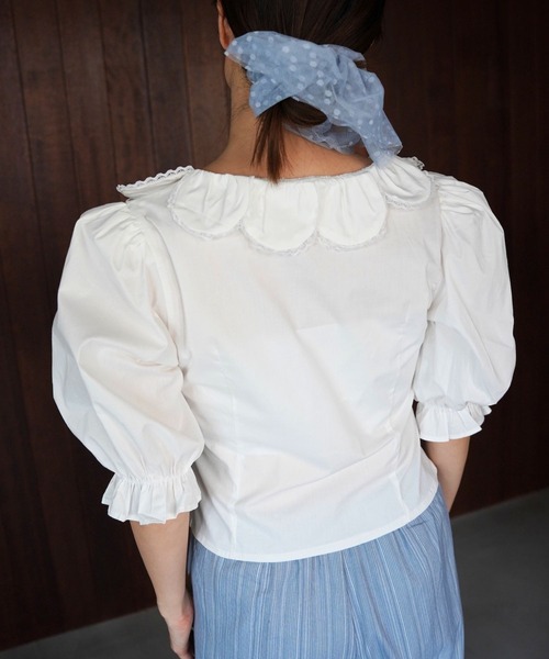SANSeLF（サンセルフ）の「【SANSeLF】フロントリボンフリルカラーブラウス saw26s069（シャツ/ブラウス・レディース・ホワイト・FREE）」の9枚目の写真