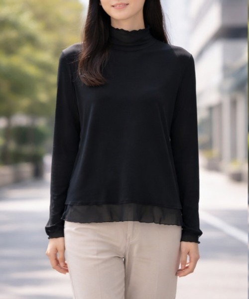 PATRIOT TAXI SELECT(パトリオットタクシーセレクト)の「【KILA MODA】メッシュアクセントコンビプルオーバー(Tシャツ/カットソー・レディース・オフホワイト/ターコイズブルー/ブラック/ピンク・MEDIUM/LARGE/3L/LL)」の5枚目の写真