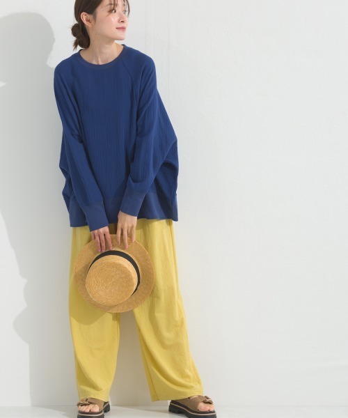 OMNES(オムネス)の「ダブルガーゼリブ切替ラグランプルオーバー長袖シャツ(Tシャツ/カットソー・レディース・ブラック/アイボリー/ブルー/ベージュ・FREE)」の22枚目の写真
