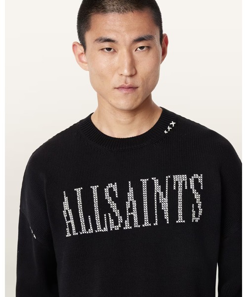 ALLSAINTS(オールセインツ)の「CROSSED OVERSIZED CREW NECK EMBROIDERED JUMPER | CROSSED オーバーサイズ クルー ネック 刺繍 ニット・セーター(ニット/セーター・メンズ・ブラック・XS/M/L/S)」の3枚目の写真