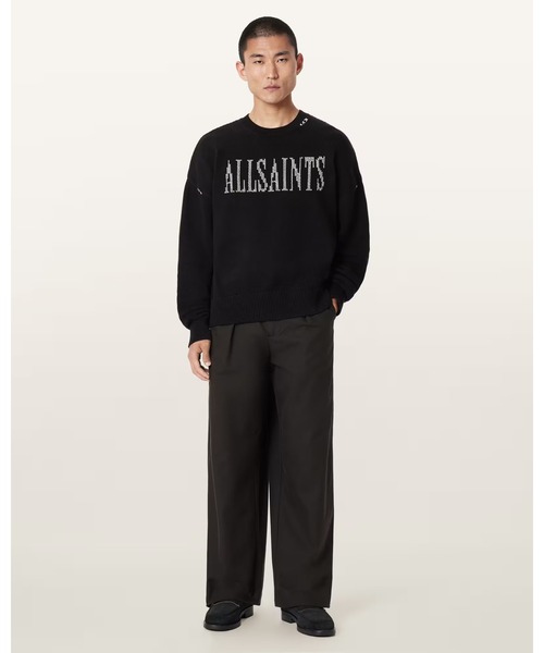 ALLSAINTS(オールセインツ)の「CROSSED OVERSIZED CREW NECK EMBROIDERED JUMPER | CROSSED オーバーサイズ クルー ネック 刺繍 ニット・セーター(ニット/セーター・メンズ・ブラック・XS/M/L/S)」の6枚目の写真