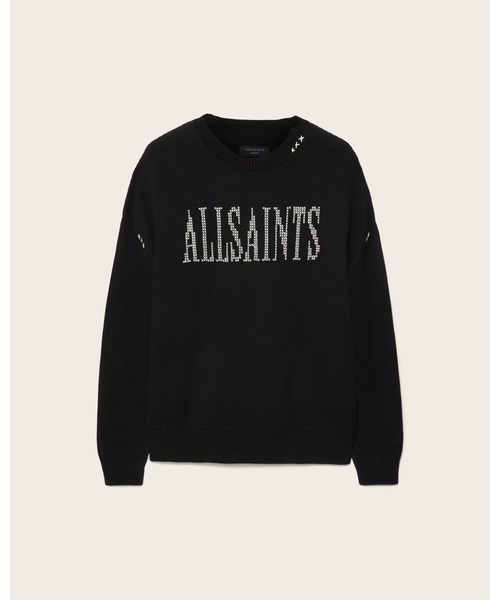 ALLSAINTS(オールセインツ)の「CROSSED OVERSIZED CREW NECK EMBROIDERED JUMPER | CROSSED オーバーサイズ クルー ネック 刺繍 ニット・セーター(ニット/セーター・メンズ・ブラック・XS/M/L/S)」の9枚目の写真