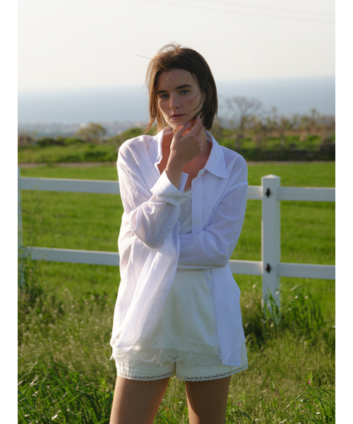 RE_L（リエル）の「Crease sheer cotton shirt (white)（シャツ/ブラウス・レディース・その他・FREE）」の2枚目の写真