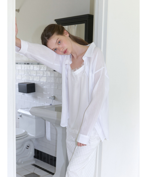 RE_L（リエル）の「Crease sheer cotton shirt (white)（シャツ/ブラウス・レディース・その他・FREE）」の4枚目の写真