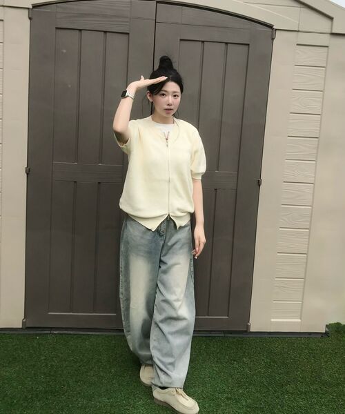 HYOJI(ヒョージ)の「26 SS ウォッシャブルコットンツーウェイラウンドニットジップアップカーディガン(5カラー)(カーディガン/ボレロ・メンズ・ブラック/ネイビー/クリーム/レッド/チャコール・M/L/XL)」の7枚目の写真