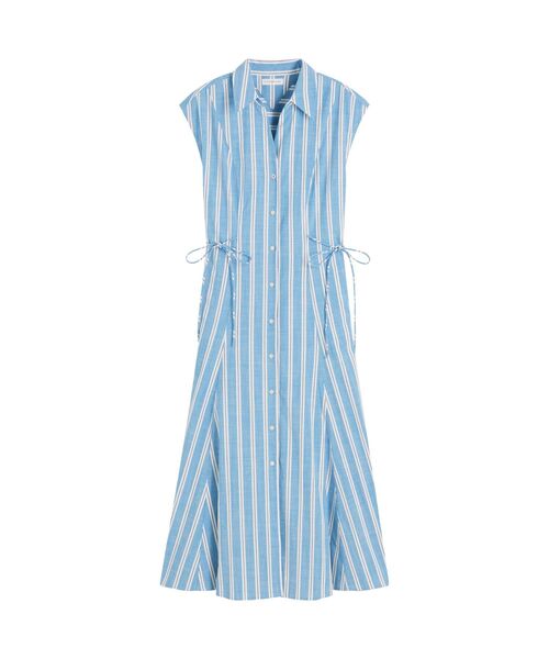 TOMMY HILFIGER(トミーヒルフィガー)の「サマーコットンノースリーブミディワンピース(シャツワンピース・レディース・ネイビー・X-SMALL/SMALL/MEDIUM)」の5枚目の写真