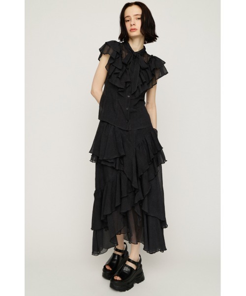 SLY(スライ)の「FRILL RIBBON BLOUSE フリルリボンブラウス 夏服(シャツ/ブラウス・レディース・ブラック/ライトパープル/ベージュ系その他/ブラック系その他2・FREE)」の9枚目の写真