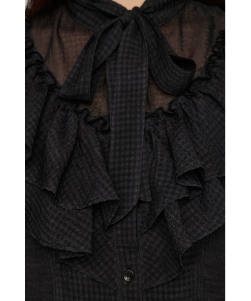 SLY(スライ)の「FRILL RIBBON BLOUSE フリルリボンブラウス 夏服(シャツ/ブラウス・レディース・ブラック/ライトパープル/ベージュ系その他/ブラック系その他2・FREE)」の10枚目の写真