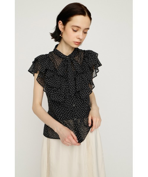 SLY(スライ)の「FRILL RIBBON BLOUSE フリルリボンブラウス 夏服(シャツ/ブラウス・レディース・ブラック/ライトパープル/ベージュ系その他/ブラック系その他2・FREE)」の13枚目の写真