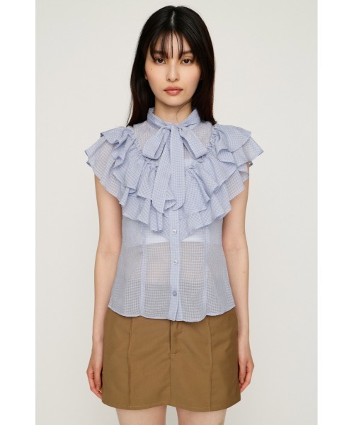SLY(スライ)の「FRILL RIBBON BLOUSE フリルリボンブラウス 夏服(シャツ/ブラウス・レディース・ブラック/ライトパープル/ベージュ系その他/ブラック系その他2・FREE)」の21枚目の写真