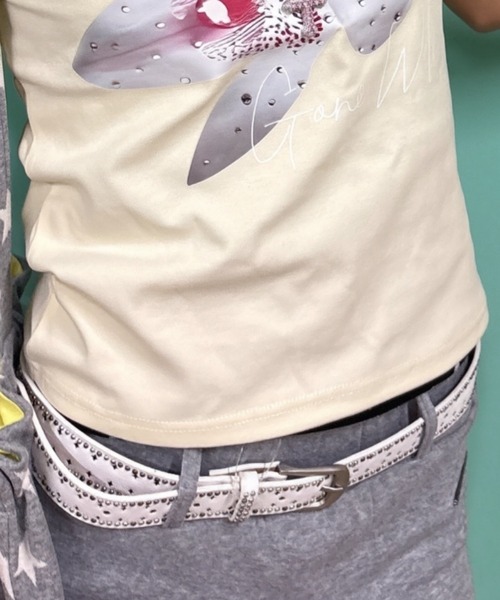 Never mind the XU（ネバーマインドザエックスユー）の「【Never mind the XU】studs narrow belt / 【ネバーマインド ザ エックスユー】スタッズナローベルト（ベルト・レディース・ホワイト/ブラック/ピンク・ONE SIZE）」の10枚目の写真