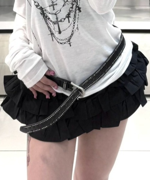 Never mind the XU（ネバーマインドザエックスユー）の「【Never mind the XU】studs narrow belt / 【ネバーマインド ザ エックスユー】スタッズナローベルト（ベルト・レディース・ホワイト/ブラック/ピンク・ONE SIZE）」の12枚目の写真