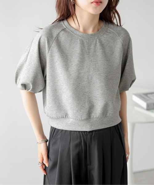 SUGAR BISKET(シュガービスケット)の「タックパフスリーブトップス(Tシャツ/カットソー・レディース・グレー/ブラック/ライトグレー/ホワイト・フリー)」の3枚目の写真