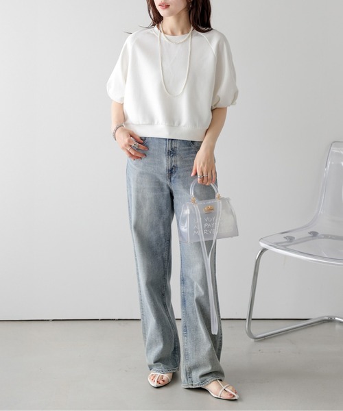 SUGAR BISKET(シュガービスケット)の「タックパフスリーブトップス(Tシャツ/カットソー・レディース・グレー/ブラック/ライトグレー/ホワイト・フリー)」の6枚目の写真