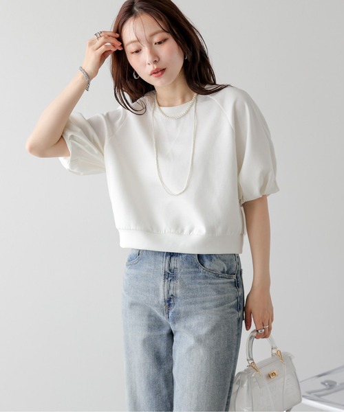 SUGAR BISKET(シュガービスケット)の「タックパフスリーブトップス(Tシャツ/カットソー・レディース・グレー/ブラック/ライトグレー/ホワイト・フリー)」の7枚目の写真