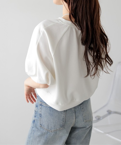 SUGAR BISKET(シュガービスケット)の「タックパフスリーブトップス(Tシャツ/カットソー・レディース・グレー/ブラック/ライトグレー/ホワイト・フリー)」の8枚目の写真