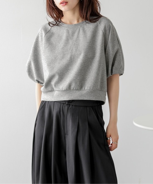SUGAR BISKET(シュガービスケット)の「タックパフスリーブトップス(Tシャツ/カットソー・レディース・グレー/ブラック/ライトグレー/ホワイト・フリー)」の17枚目の写真