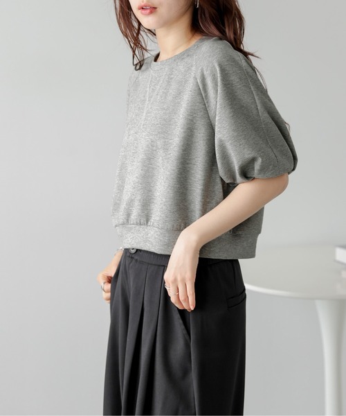 SUGAR BISKET(シュガービスケット)の「タックパフスリーブトップス(Tシャツ/カットソー・レディース・グレー/ブラック/ライトグレー/ホワイト・フリー)」の18枚目の写真