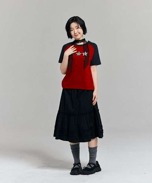 AWESOME STUDIO(オーサムスタジオ)の「Y2Kスターモチーフ配色半袖Tシャツワイン(Tシャツ/カットソー・レディース・ワイン・FREE)」の4枚目の写真