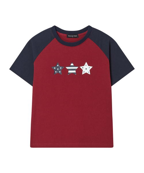 AWESOME STUDIO(オーサムスタジオ)の「Y2Kスターモチーフ配色半袖Tシャツワイン(Tシャツ/カットソー・レディース・ワイン・FREE)」の5枚目の写真