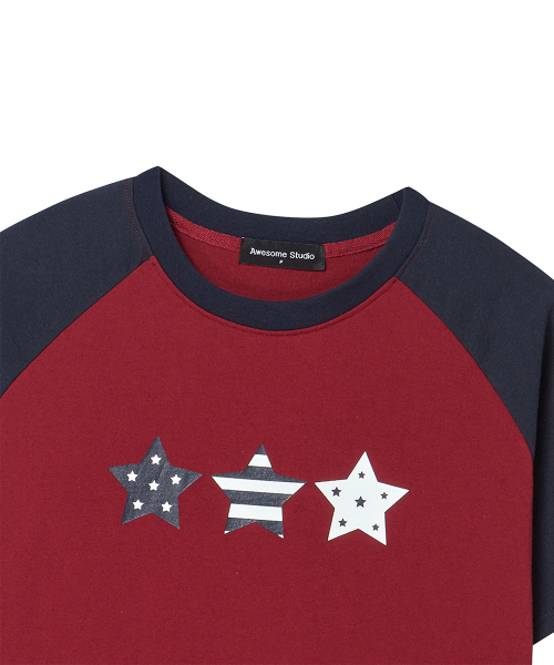 AWESOME STUDIO(オーサムスタジオ)の「Y2Kスターモチーフ配色半袖Tシャツワイン(Tシャツ/カットソー・レディース・ワイン・FREE)」の6枚目の写真