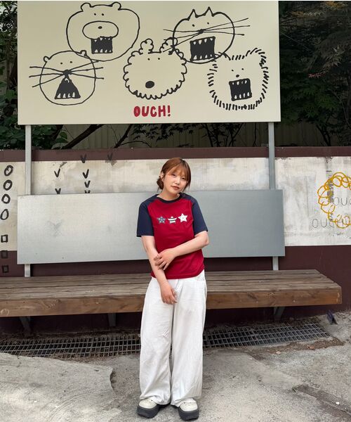 AWESOME STUDIO(オーサムスタジオ)の「Y2Kスターモチーフ配色半袖Tシャツワイン(Tシャツ/カットソー・レディース・ワイン・FREE)」の9枚目の写真