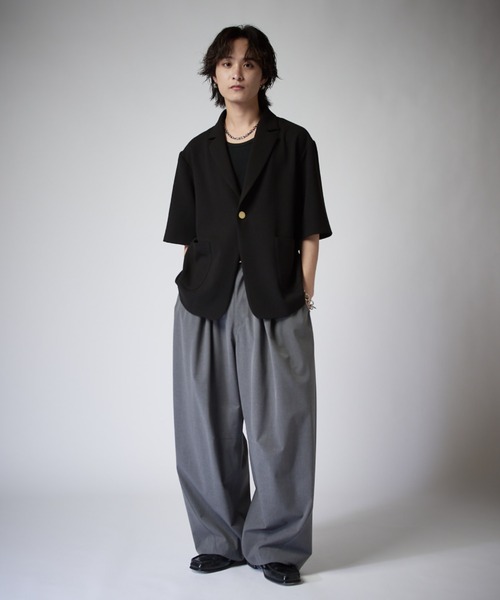 Lui's(ルイス)の「ジョーゼット半袖オーバージャケット(テーラードジャケット・メンズ・ブラック/ブラウン・M/S)」の9枚目の写真