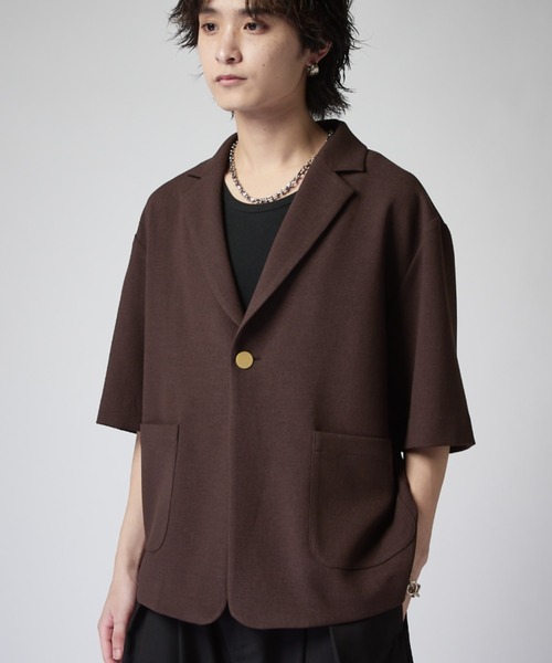 Lui's(ルイス)の「ジョーゼット半袖オーバージャケット(テーラードジャケット・メンズ・ブラック/ブラウン・M/S)」の14枚目の写真