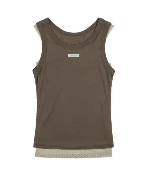FANCY CLUB(ファンシークラブ)の「3ウェイドットメッシュレイヤードスリーブレス (ブラウン) F25QB134(Tシャツ/カットソー・レディース・その他・ONE SIZE)」の4枚目の写真