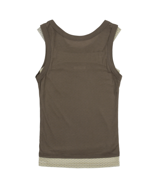 FANCY CLUB(ファンシークラブ)の「3ウェイドットメッシュレイヤードスリーブレス (ブラウン) F25QB134(Tシャツ/カットソー・レディース・その他・ONE SIZE)」の5枚目の写真